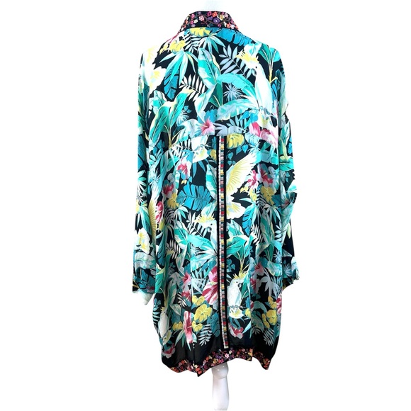 Johnny Was Solomio Tropical-Print Kimono Size Large - Picture 3 of 4